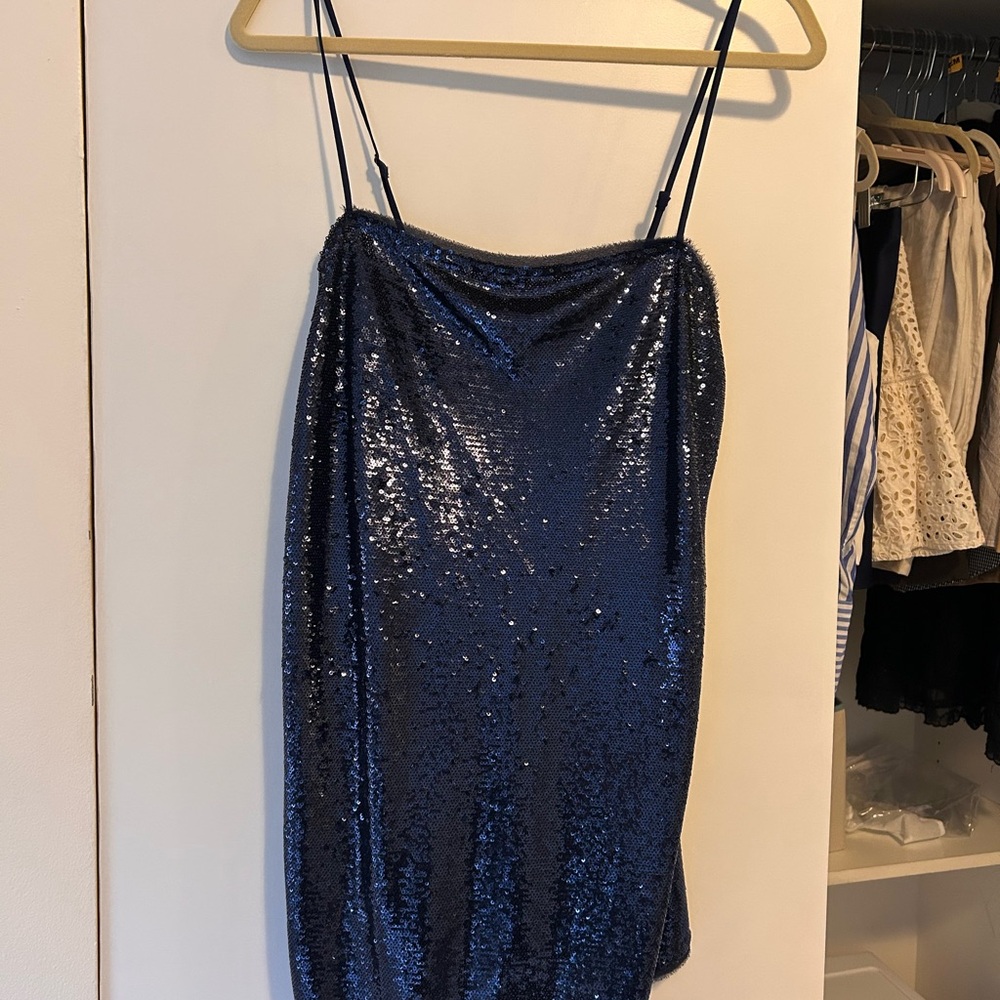 Blue Sequin Slip Dress